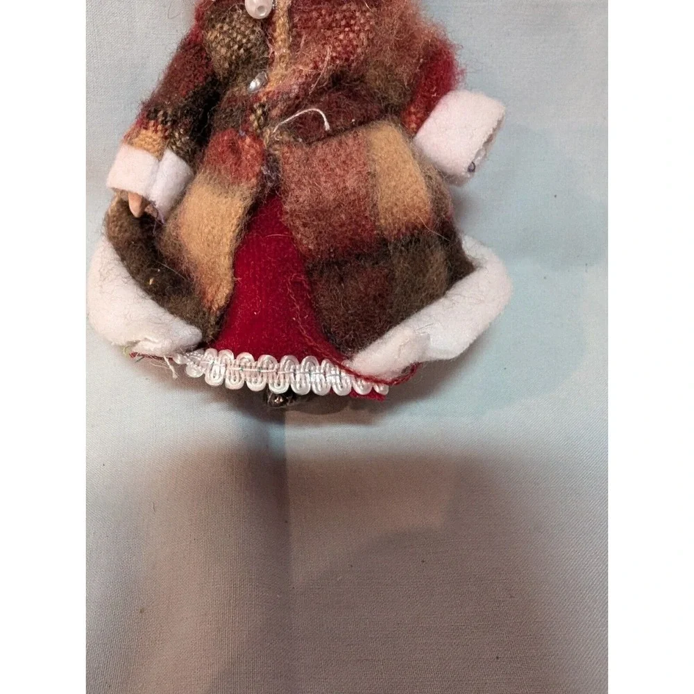 Vintage Porcelain‎ Doll Ceramic Hands And Face Small Plaid Clothing
